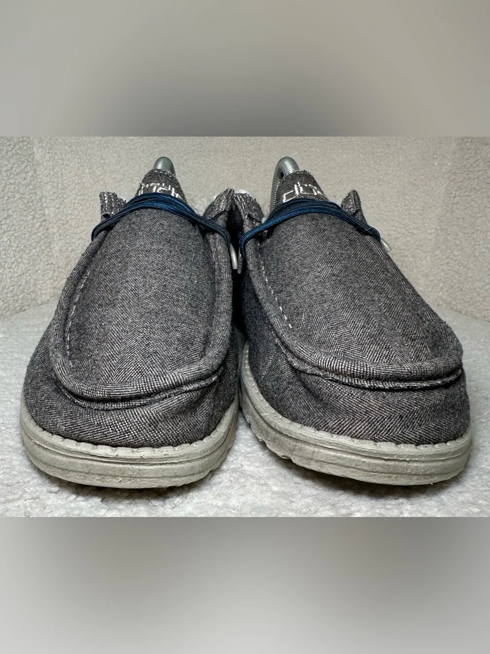 Hey Dude Wally Fleece Lined Grey Gray Brown Slip On Loafers Cozy Lightweight 9